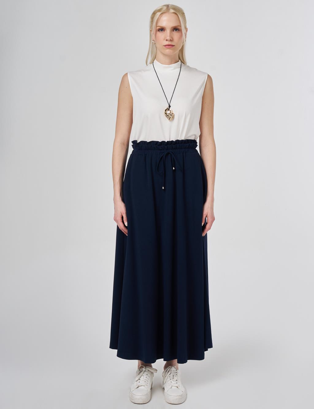 High Waist A-line Skirt Dark Navy