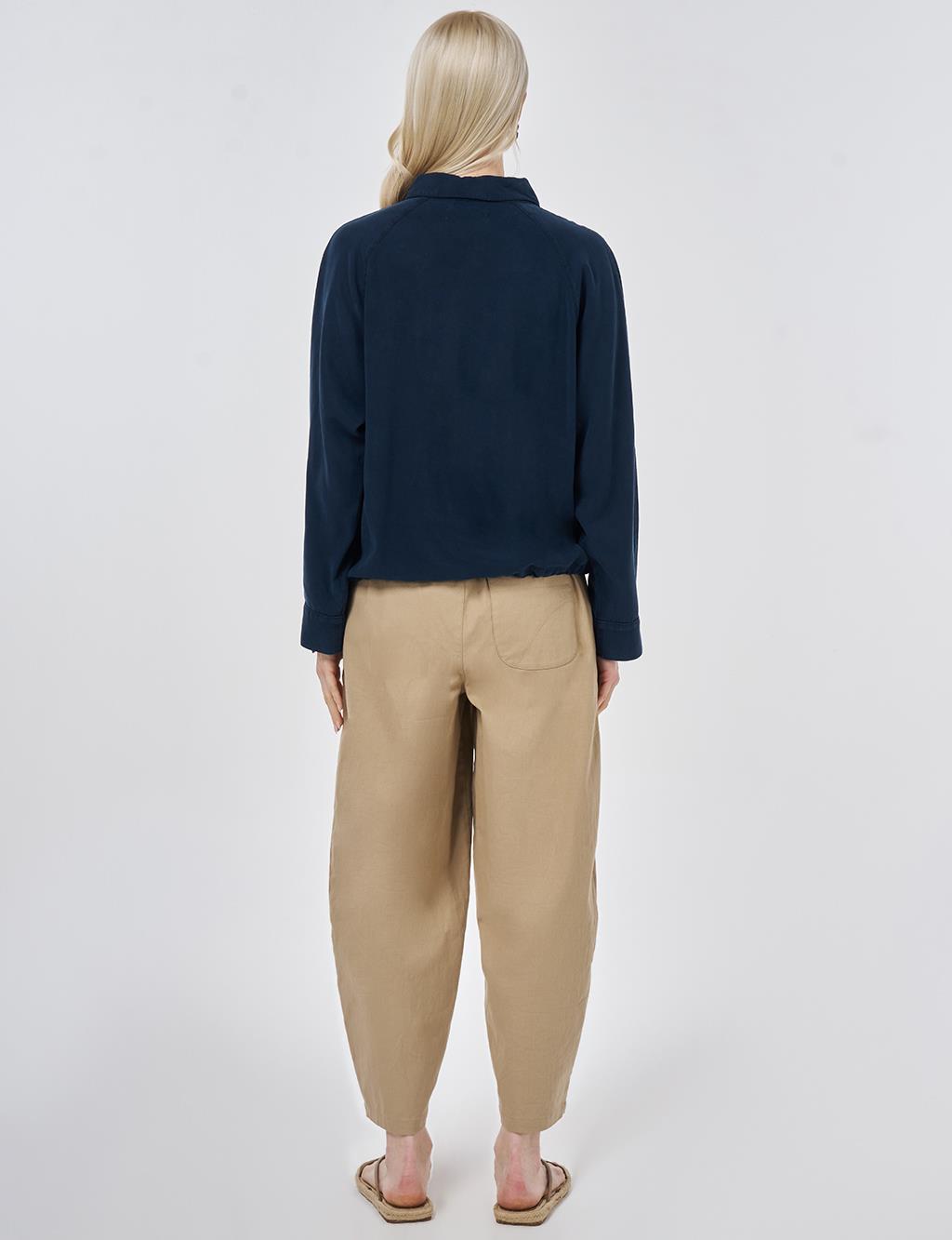 100% Lyocell Polo Collar Jacket Nude