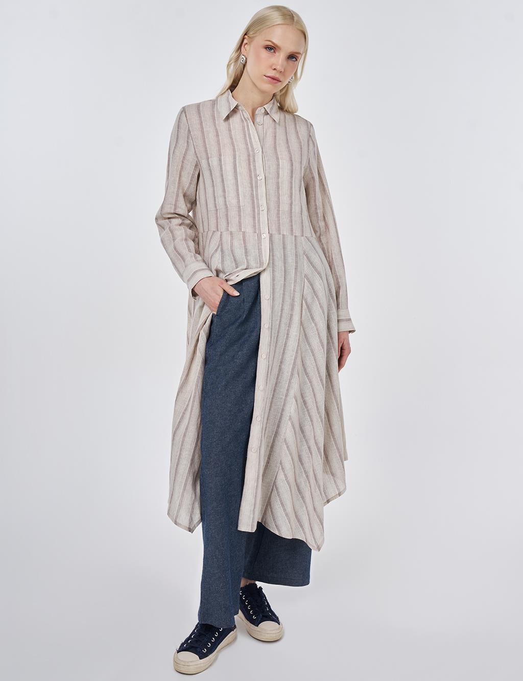 Pamuk Keten Tunik Bej