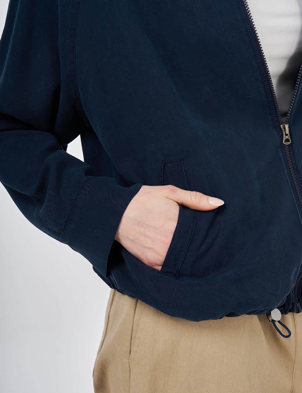 100% Lyocell Polo Collar Jacket Nude