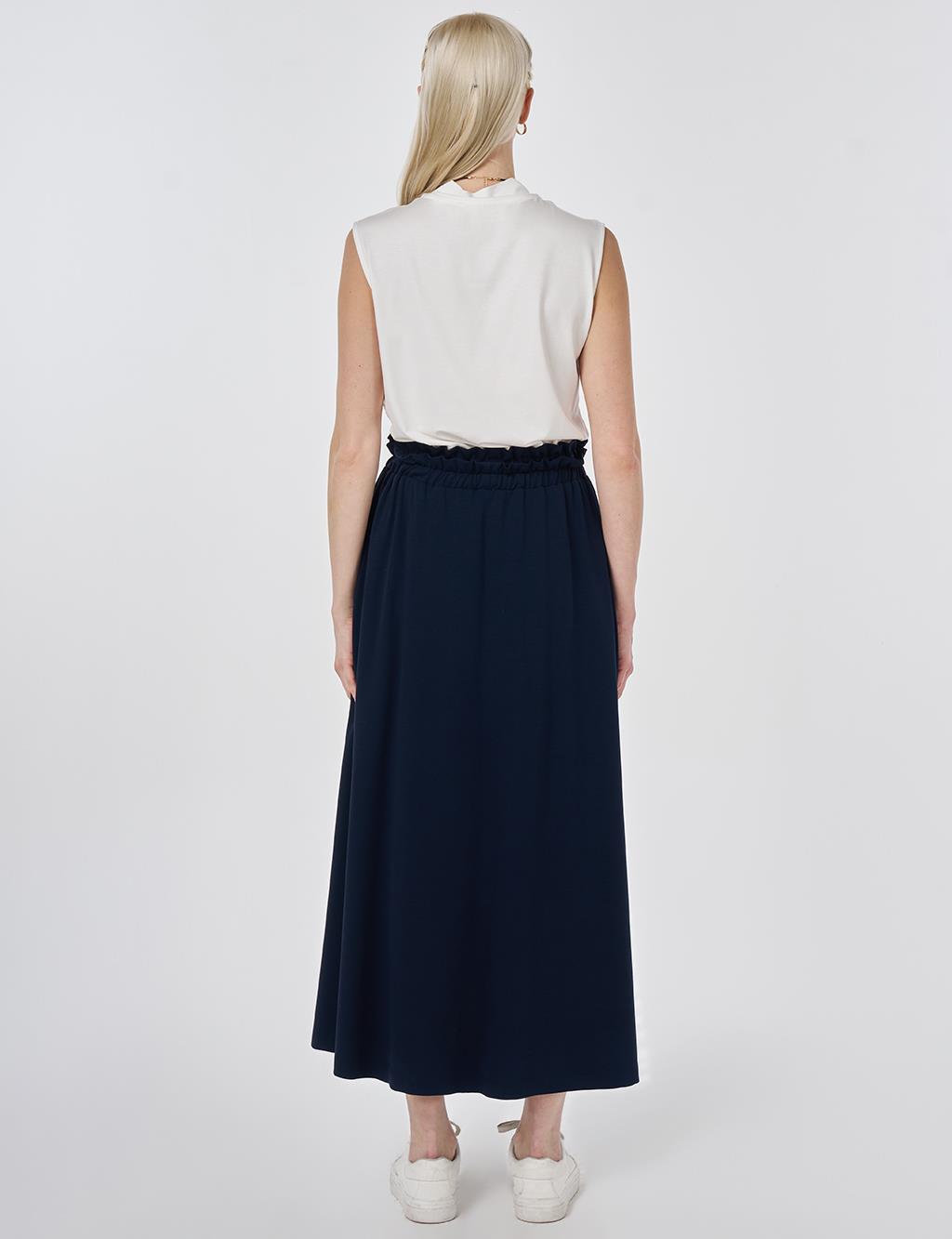High Waist A-line Skirt Dark Navy