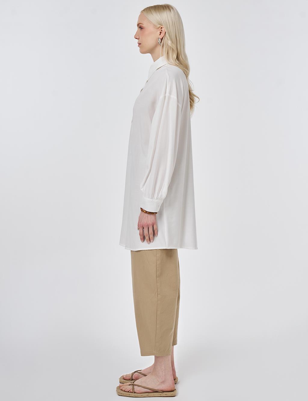 100% Viscose Embroidered Tunic Optic White