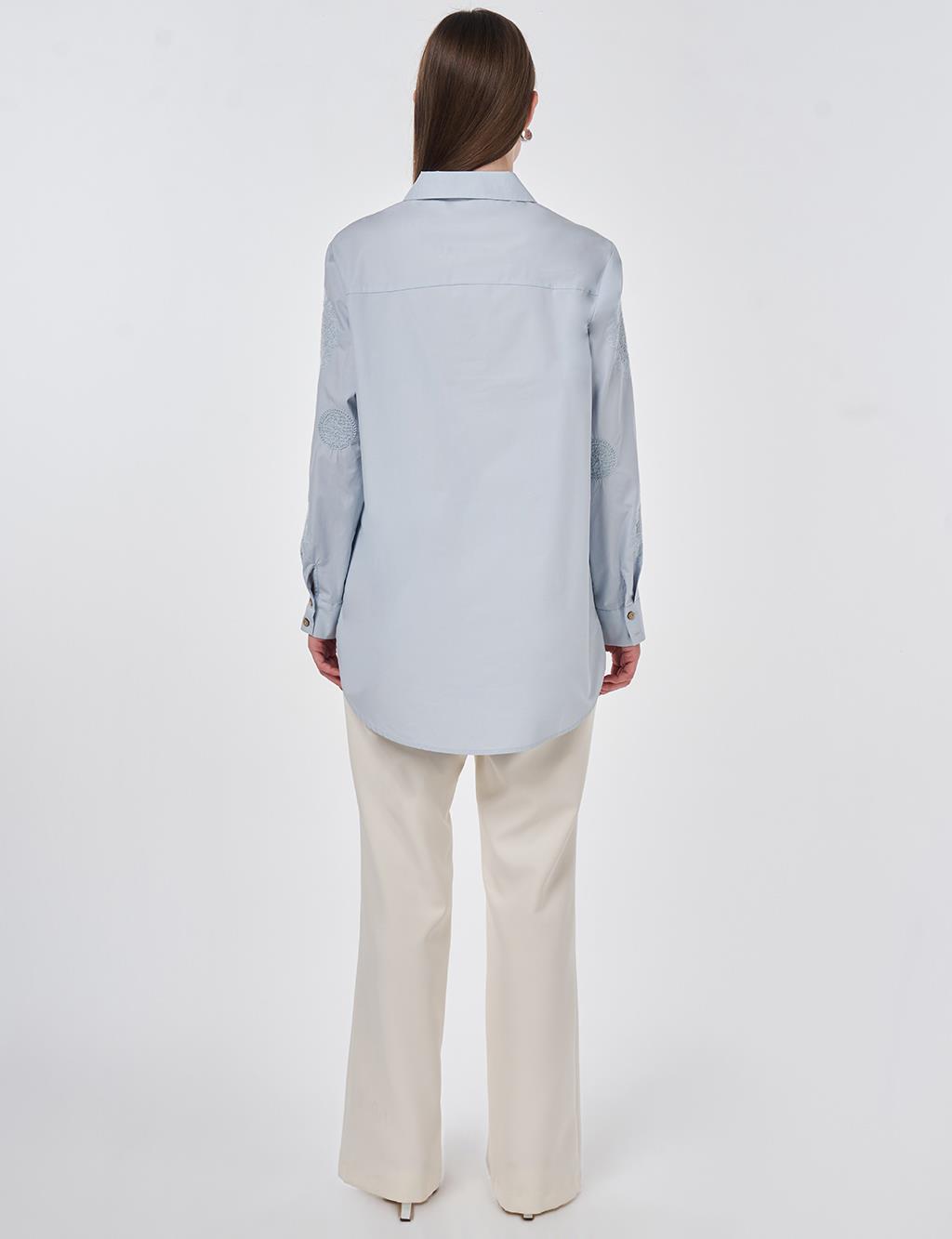 100% Cotton Lace-up Tunic Blue