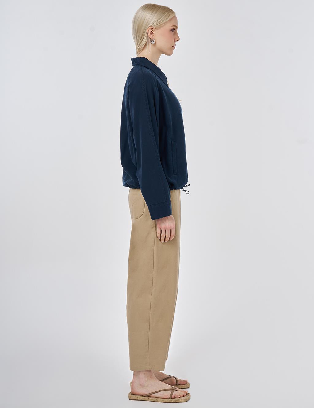 100% Lyocell Polo Collar Jacket Nude