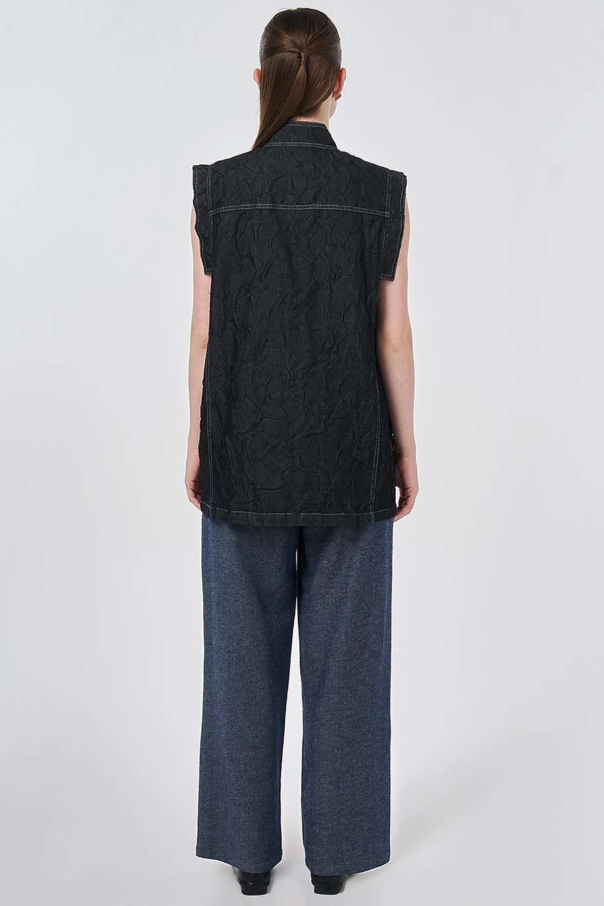 Hotfix Printed Embossed Pattern Vest Black