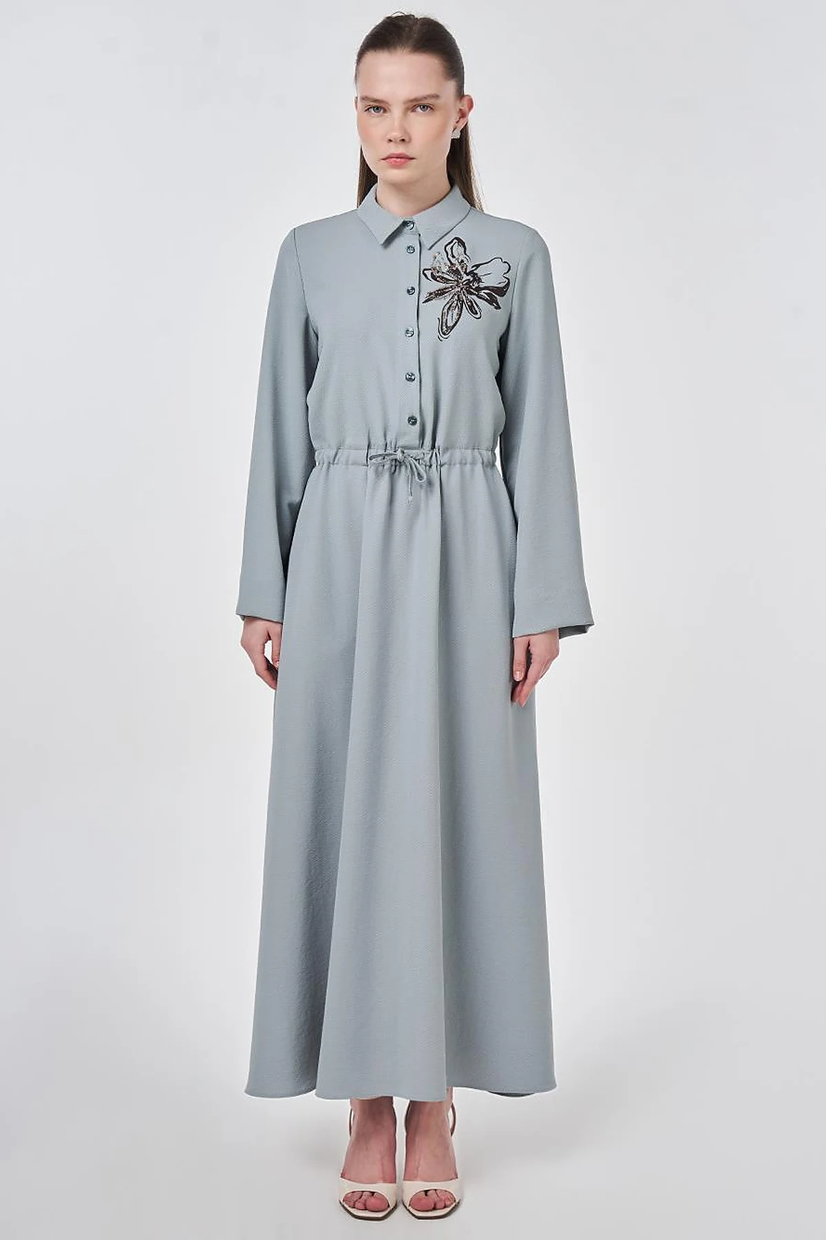 Sequined Maxi Dress Grey