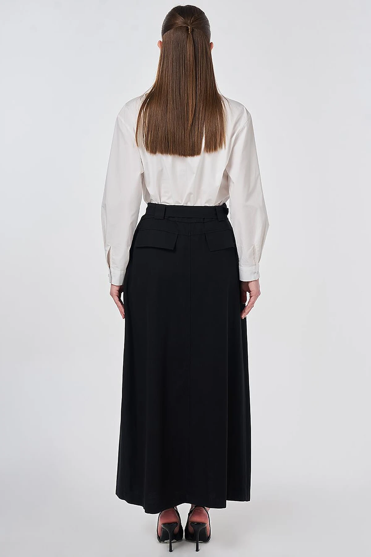 Buckle Detail Bell Skirt Black