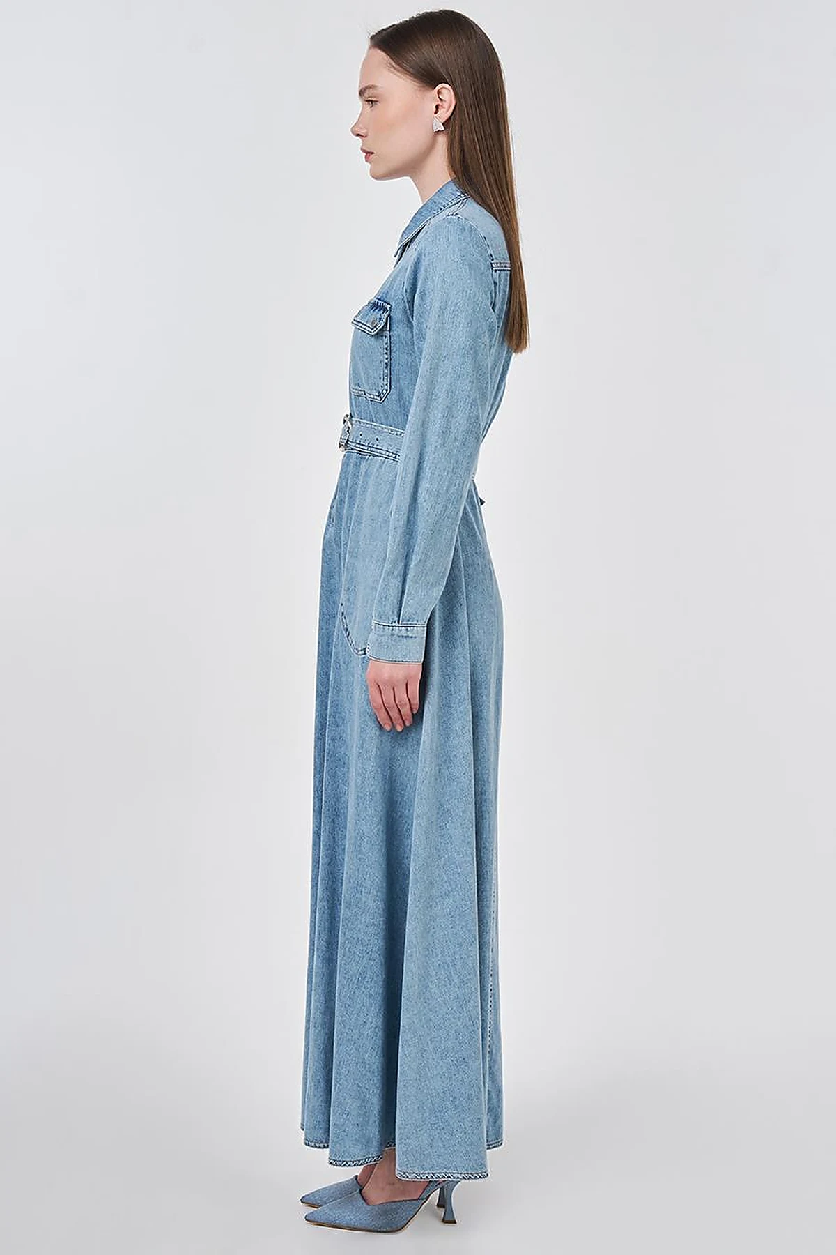 Washed Denim Dress Blue