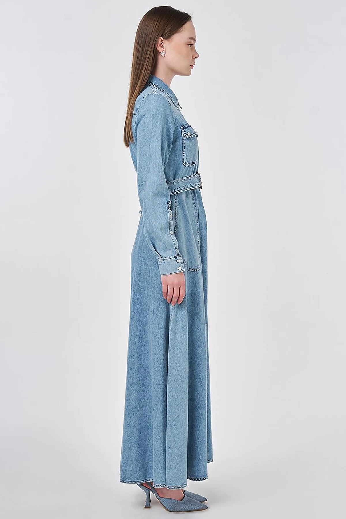 Washed Denim Dress Blue