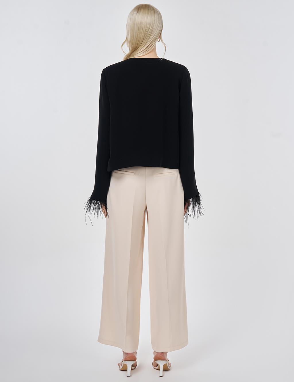 Otriş Detaylı Şık Ceket Siyah