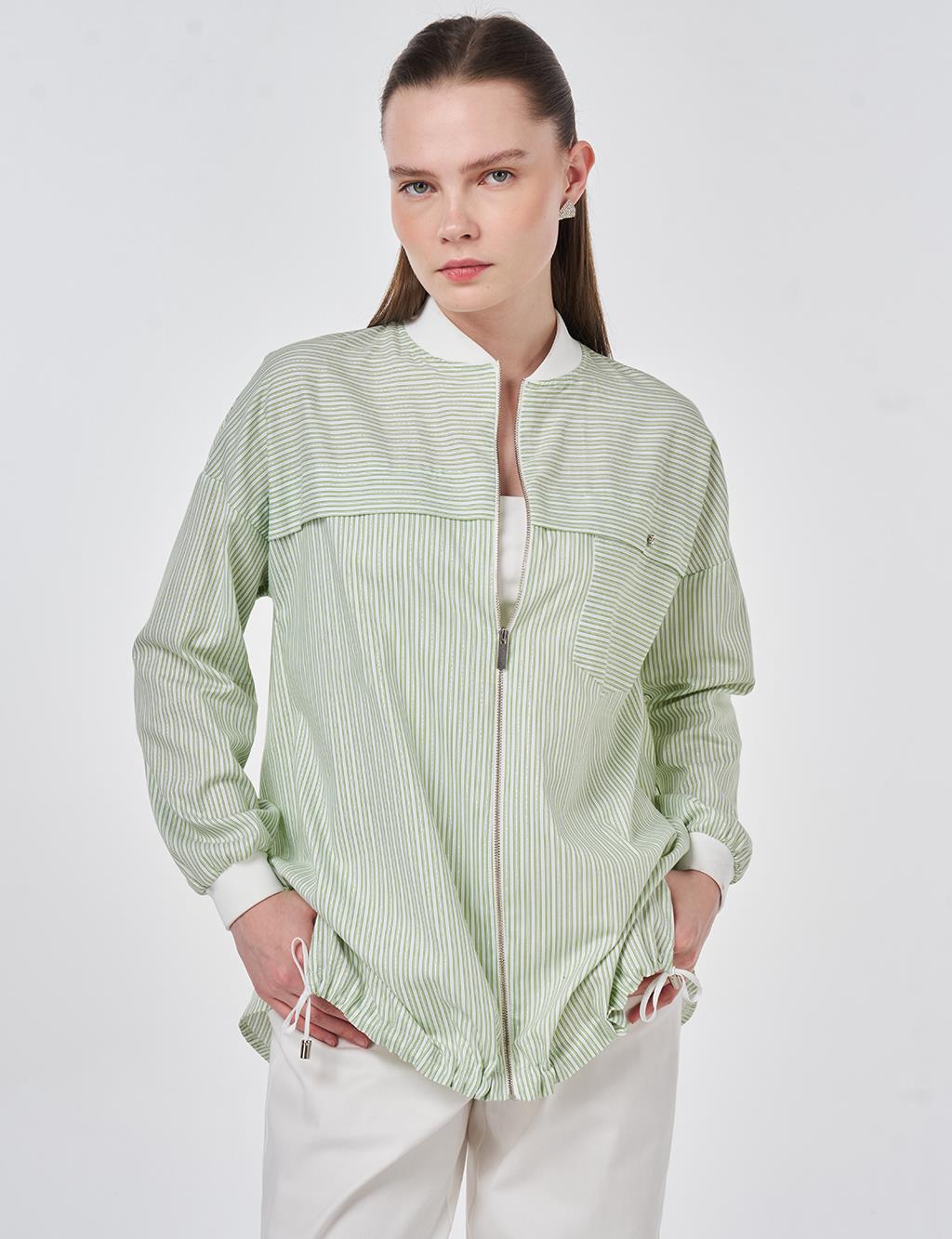 Aller Detailed College Collar Tunic Matcha Green
