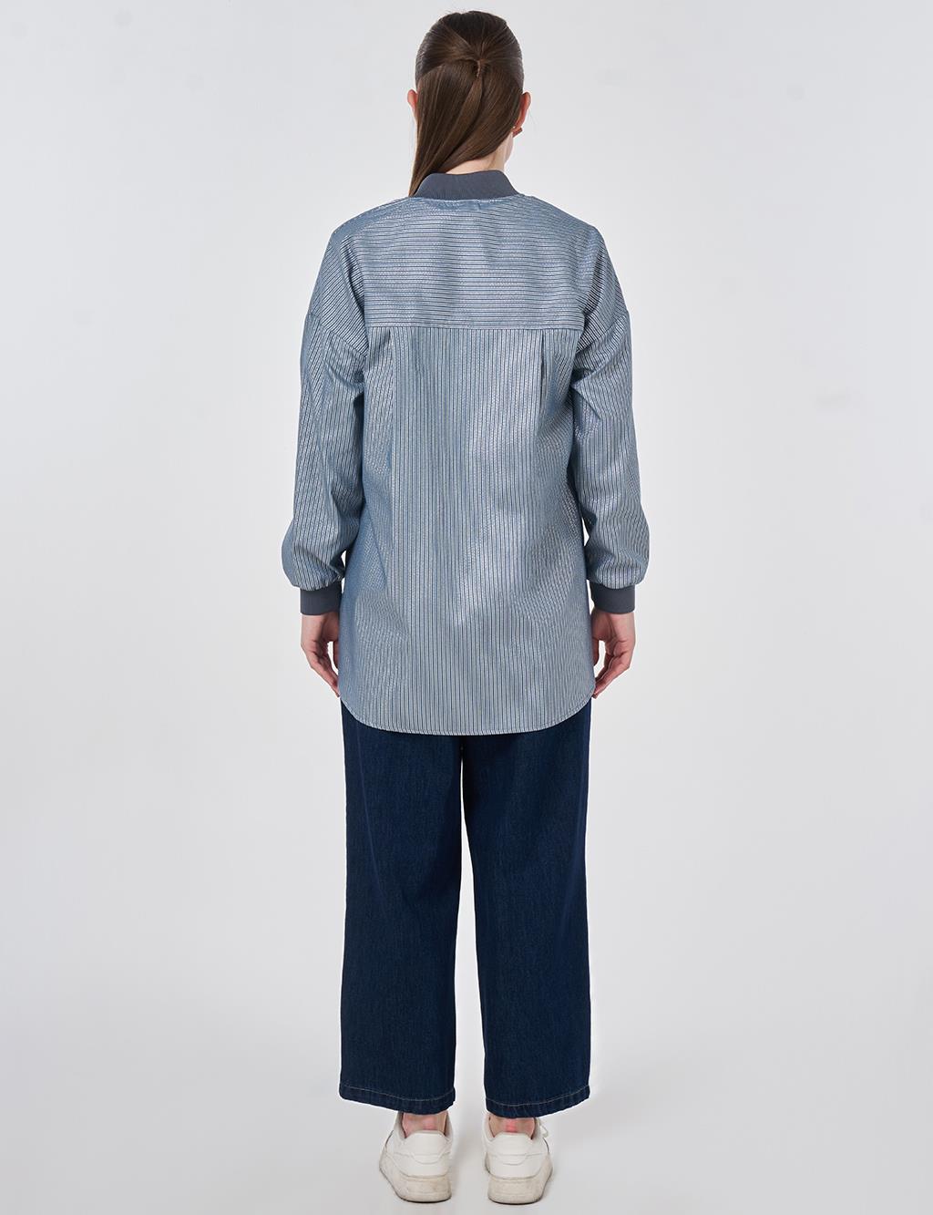 Aller Detailed College Collar Tunic Indigo