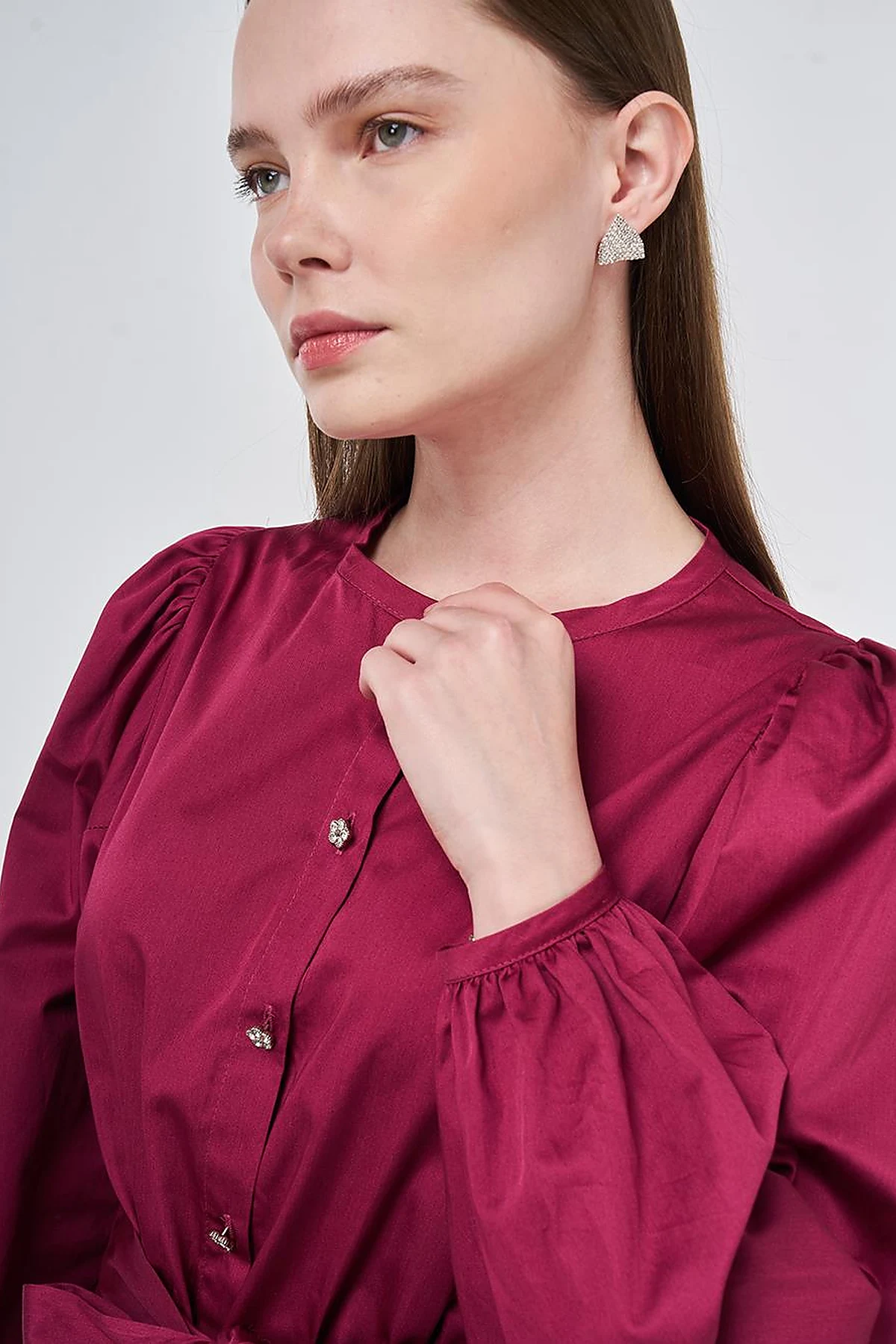 100% Cotton Laser Cut Tunic Cherry