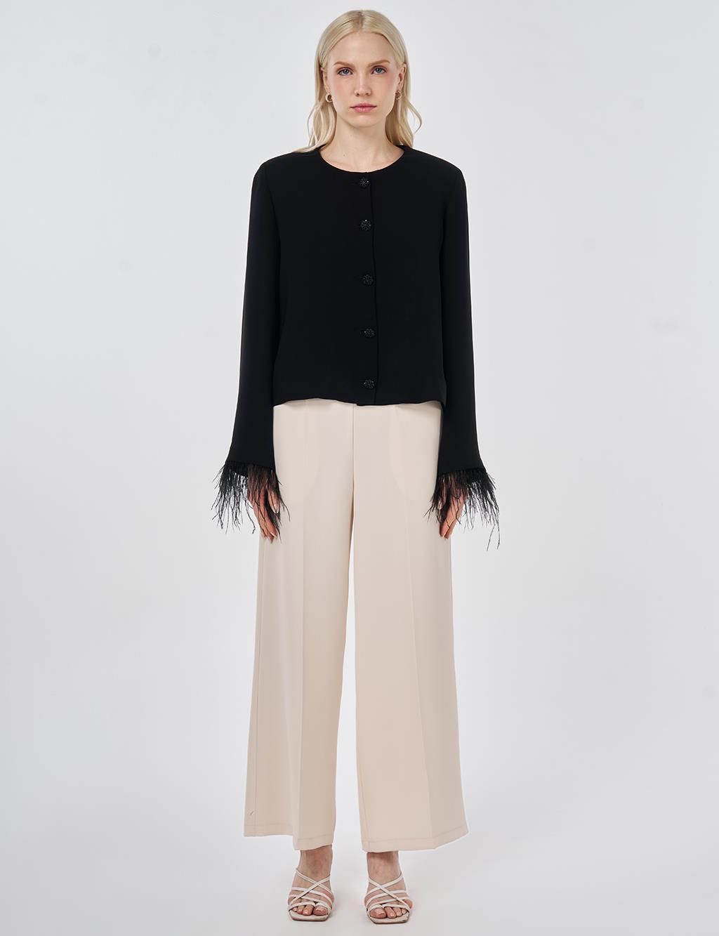 Otriş Detaylı Şık Ceket Siyah