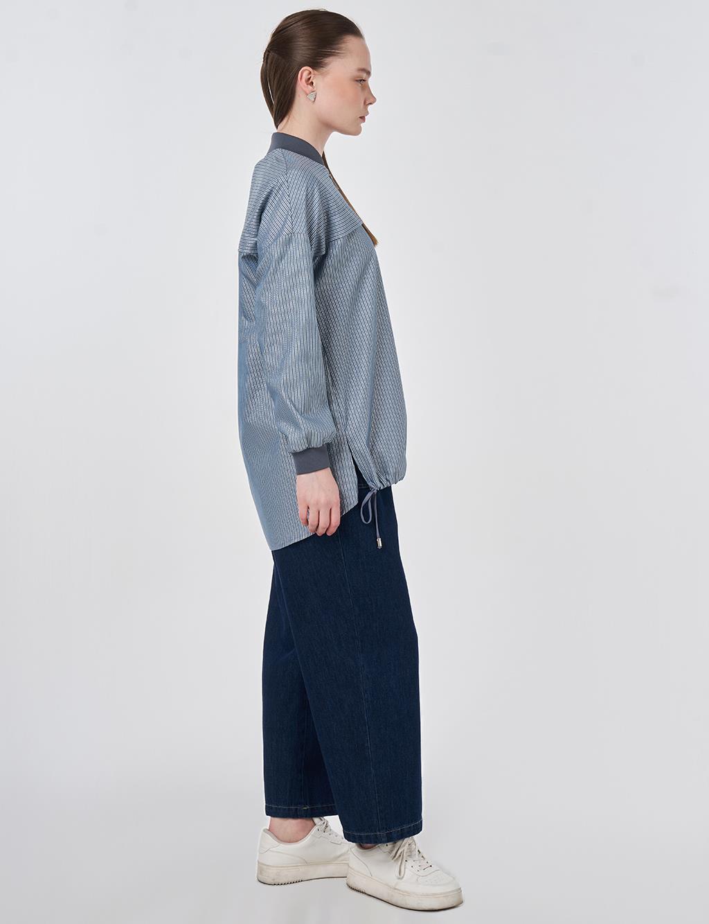 Aller Detailed College Collar Tunic Indigo