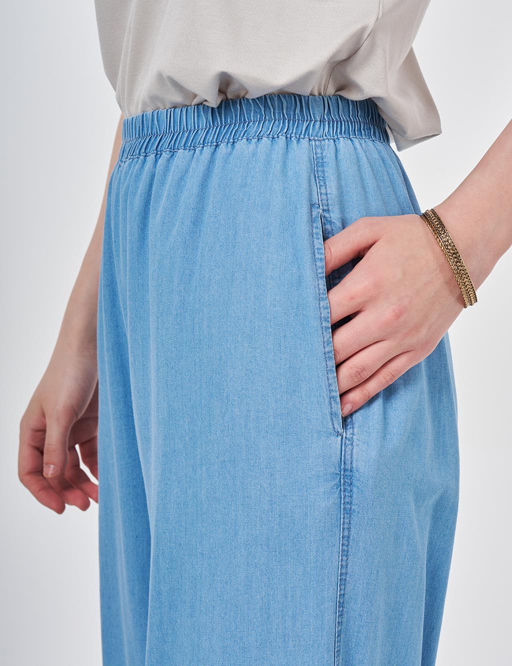 Washed Denim Pants Blue
