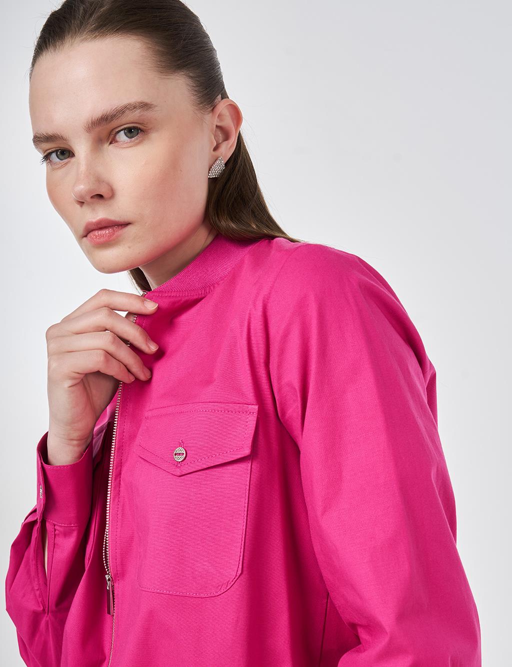 College Collar Cotton Blouse Violet