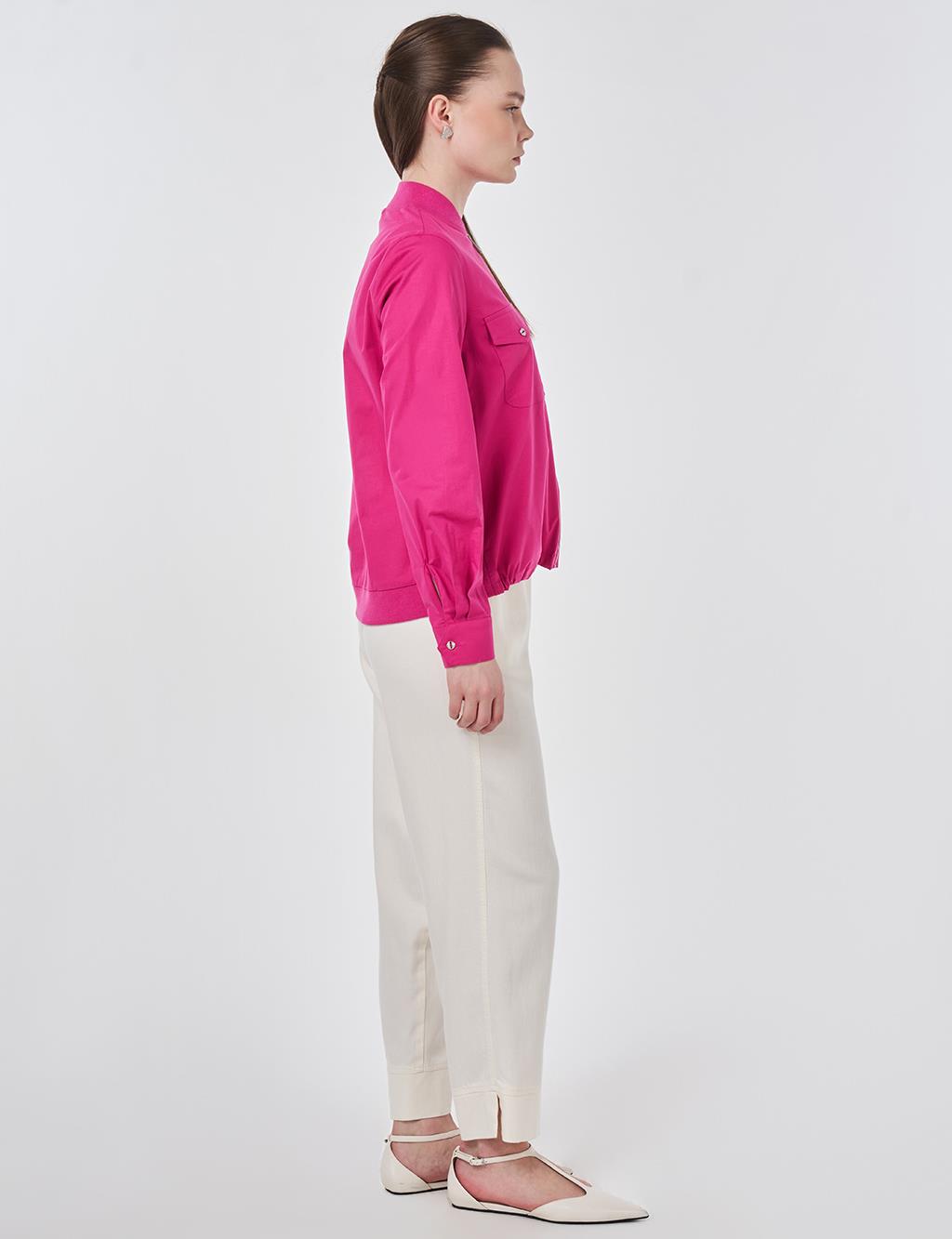 College Collar Cotton Blouse Violet