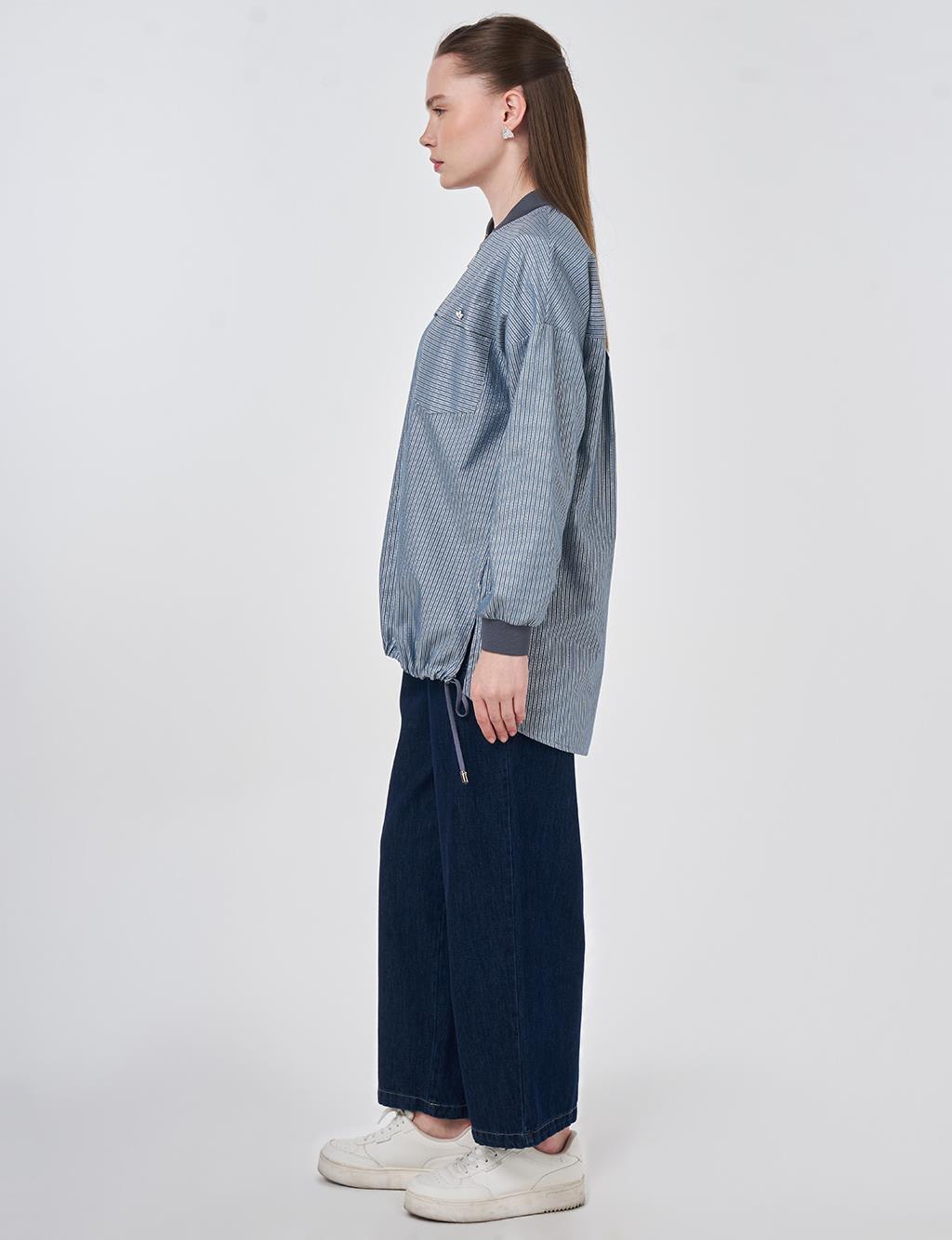 Aller Detailed College Collar Tunic Indigo