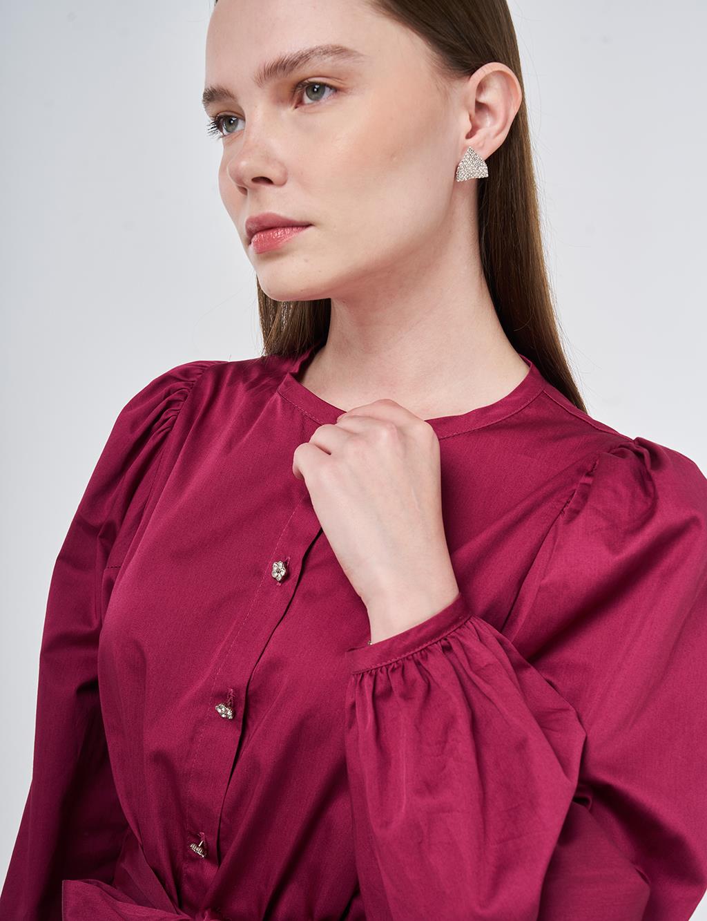 100% Cotton Laser Cut Tunic Cherry