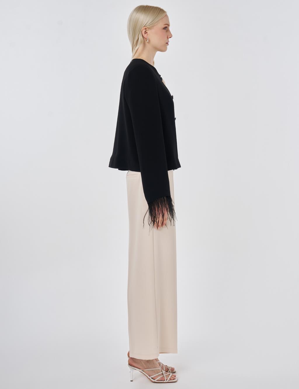 Otriş Detaylı Şık Ceket Siyah