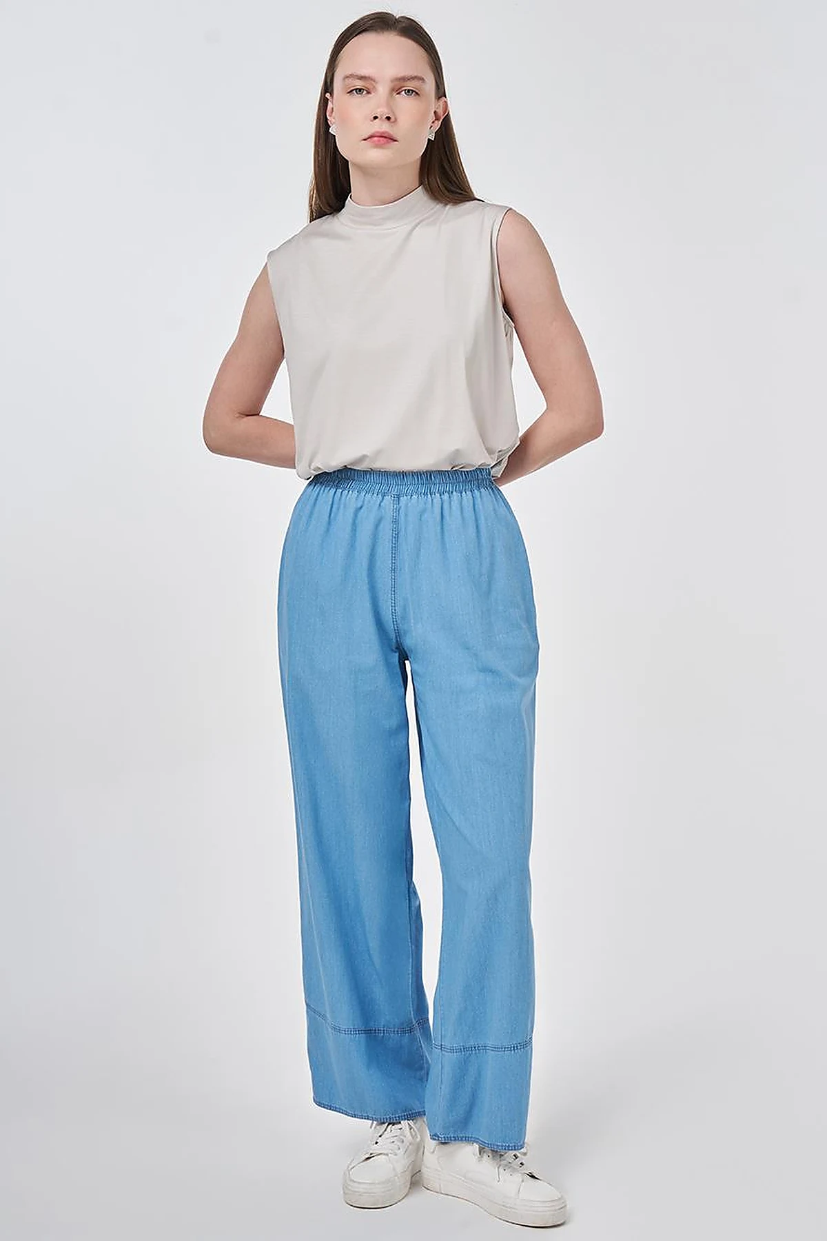 Washed Denim Pants Blue
