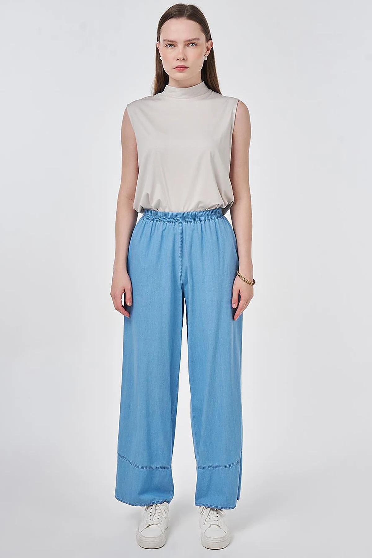Washed Denim Pants Blue