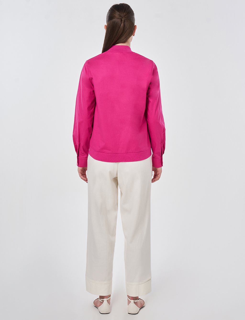 College Collar Cotton Blouse Violet