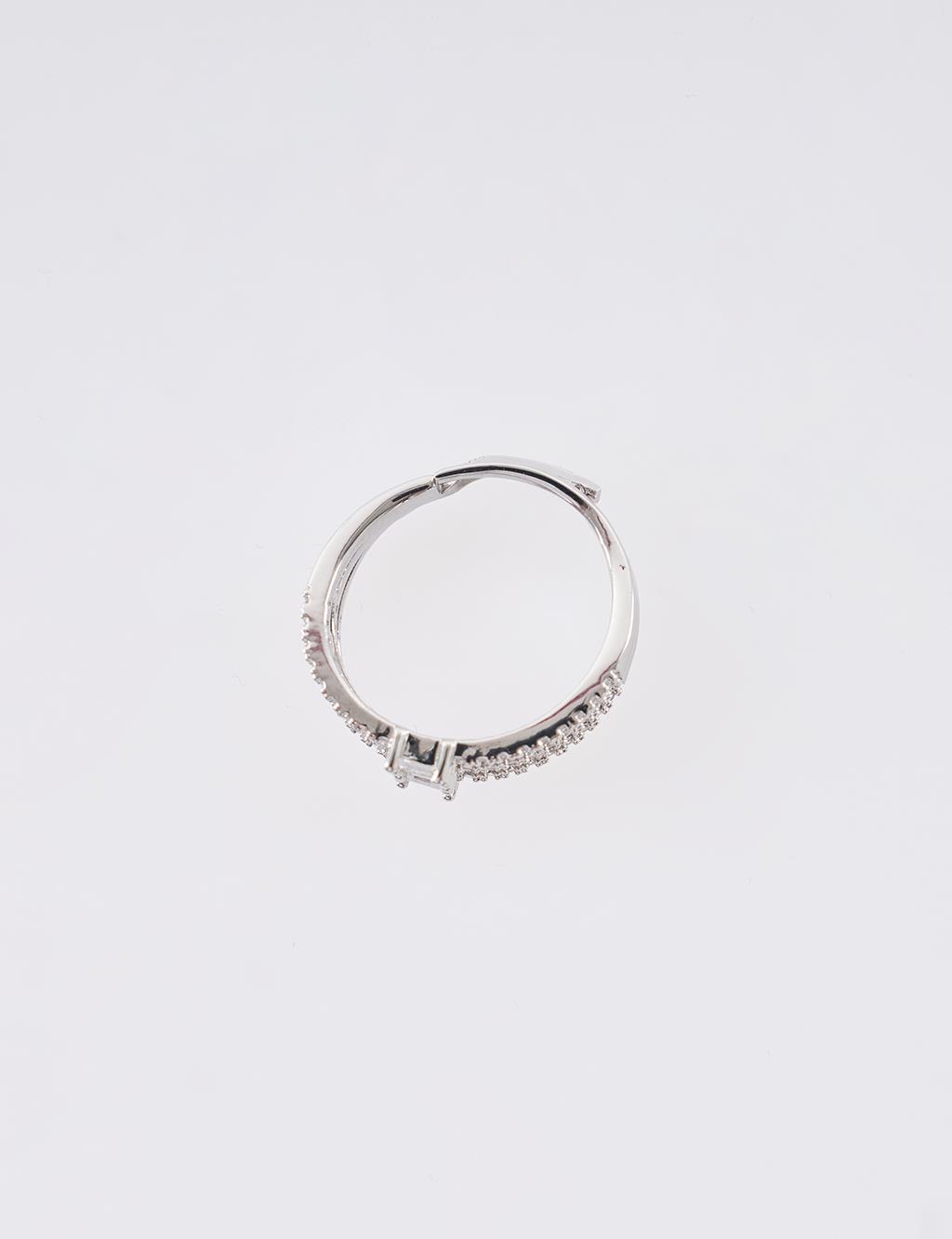 Stone Detail Multi-Row Ring Silver