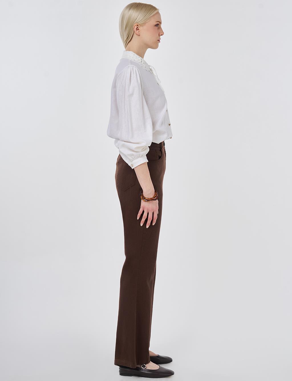 Flared Denim Pants Chocolate