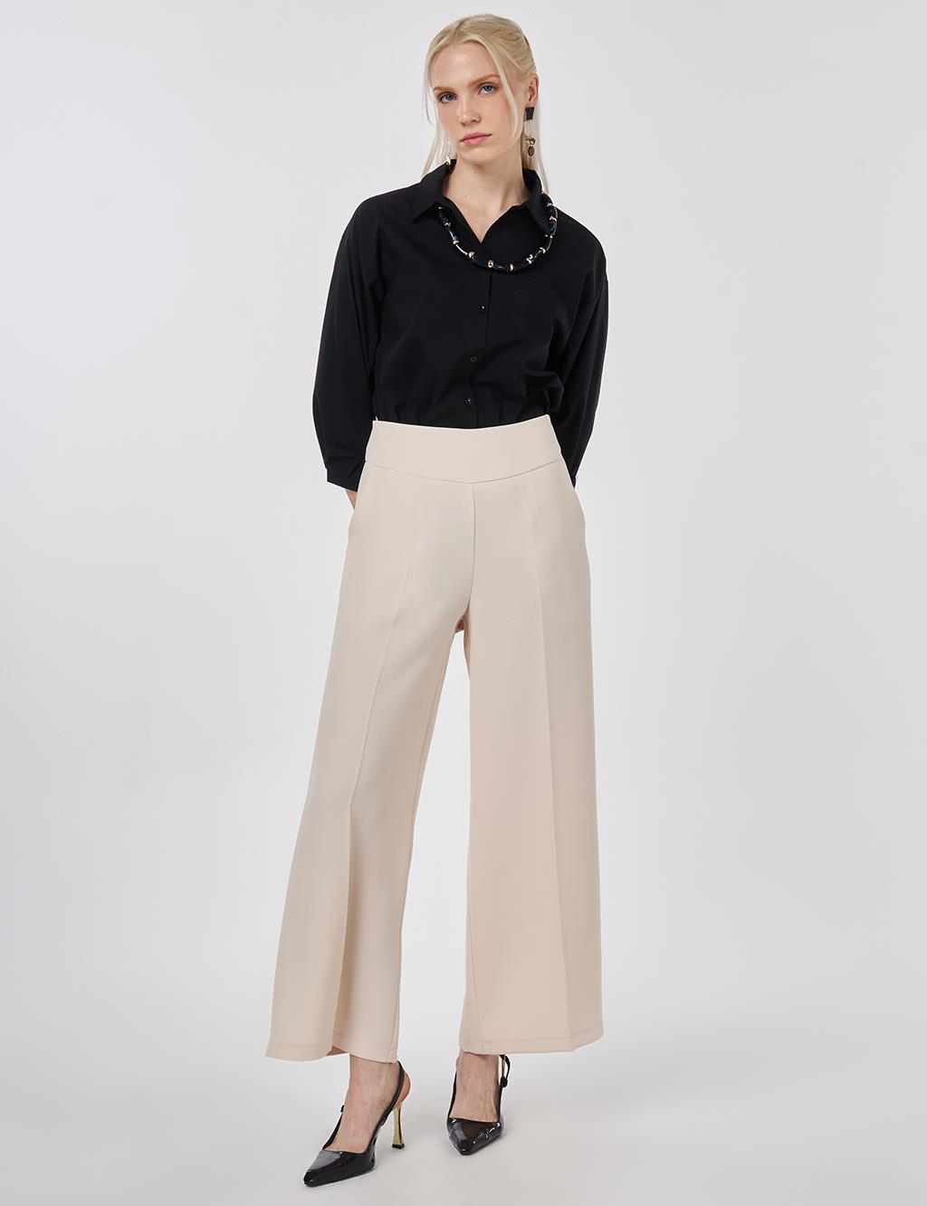 Basic Relaxed Fit Trousers Cream