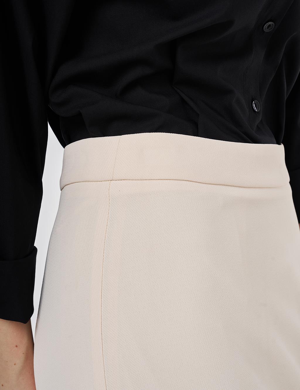 Yüksek Bel Kalem Etek Krem