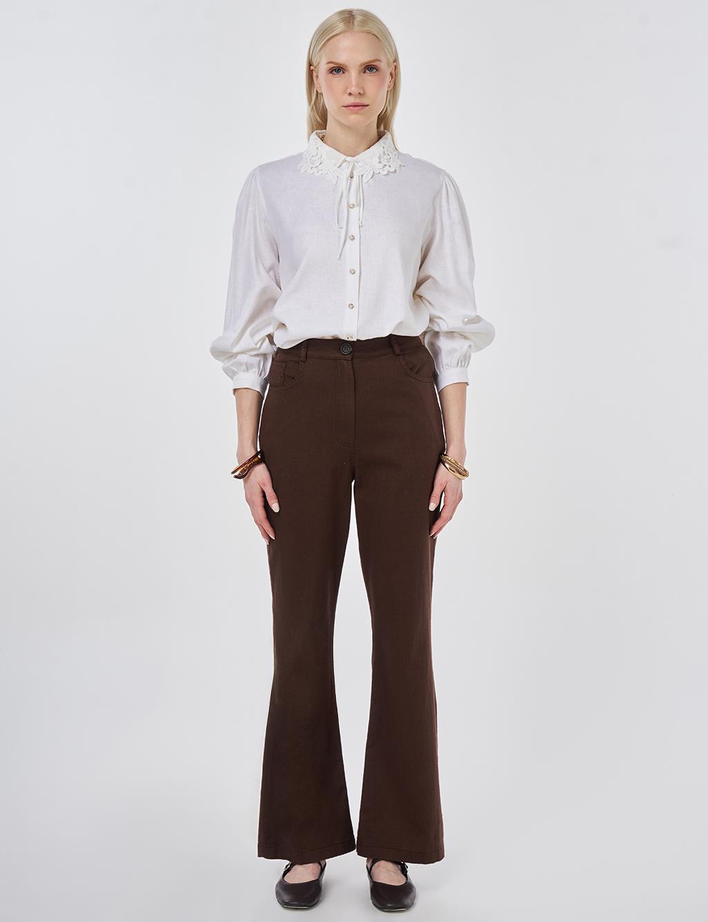 Flared Denim Pants Chocolate