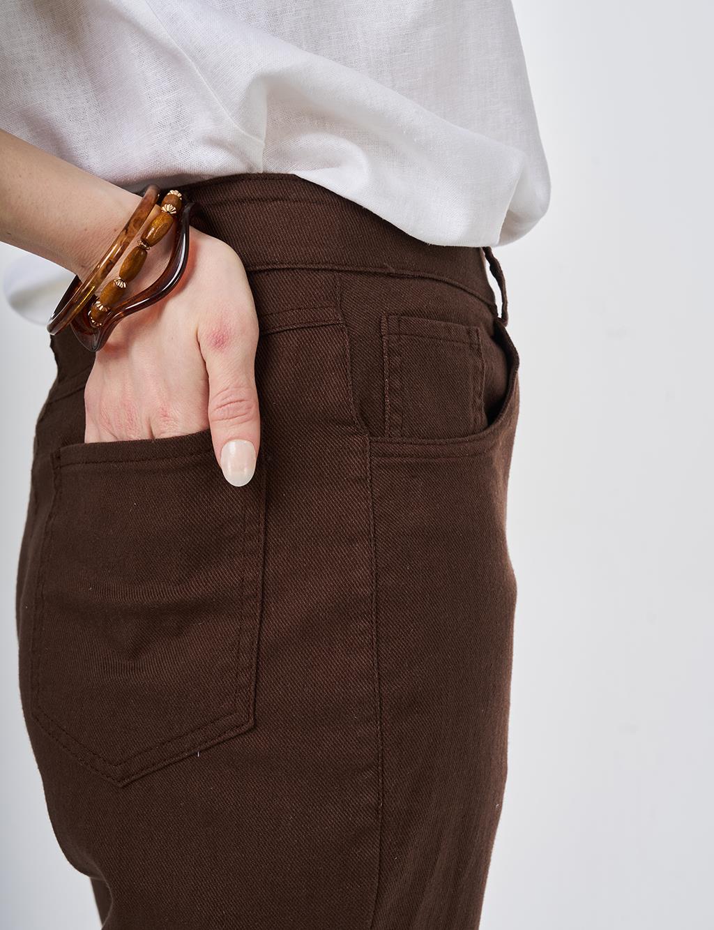 Flared Denim Pants Chocolate