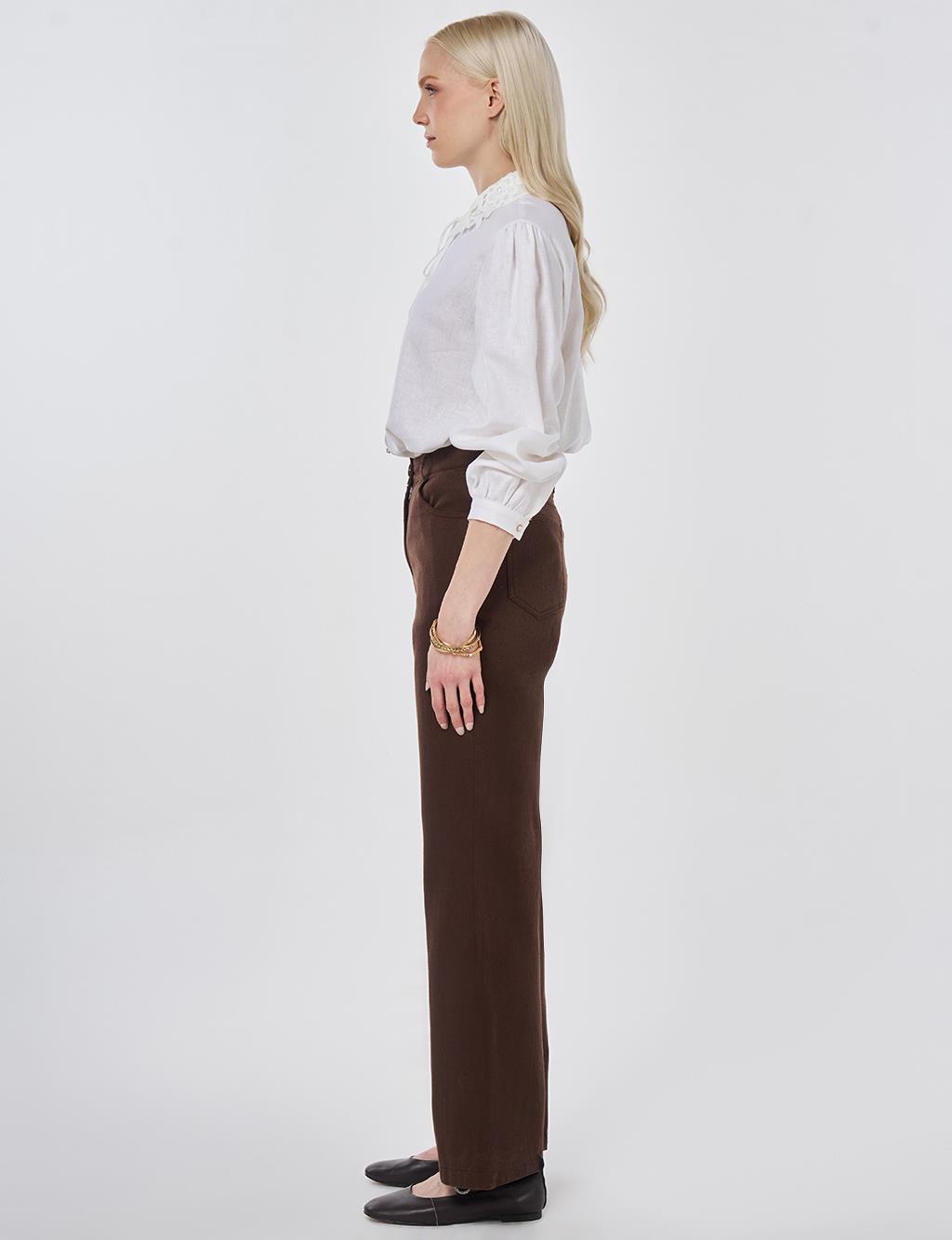 Flared Denim Pants Chocolate