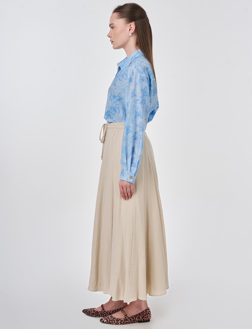 High Waist Gofre Skirt Stone