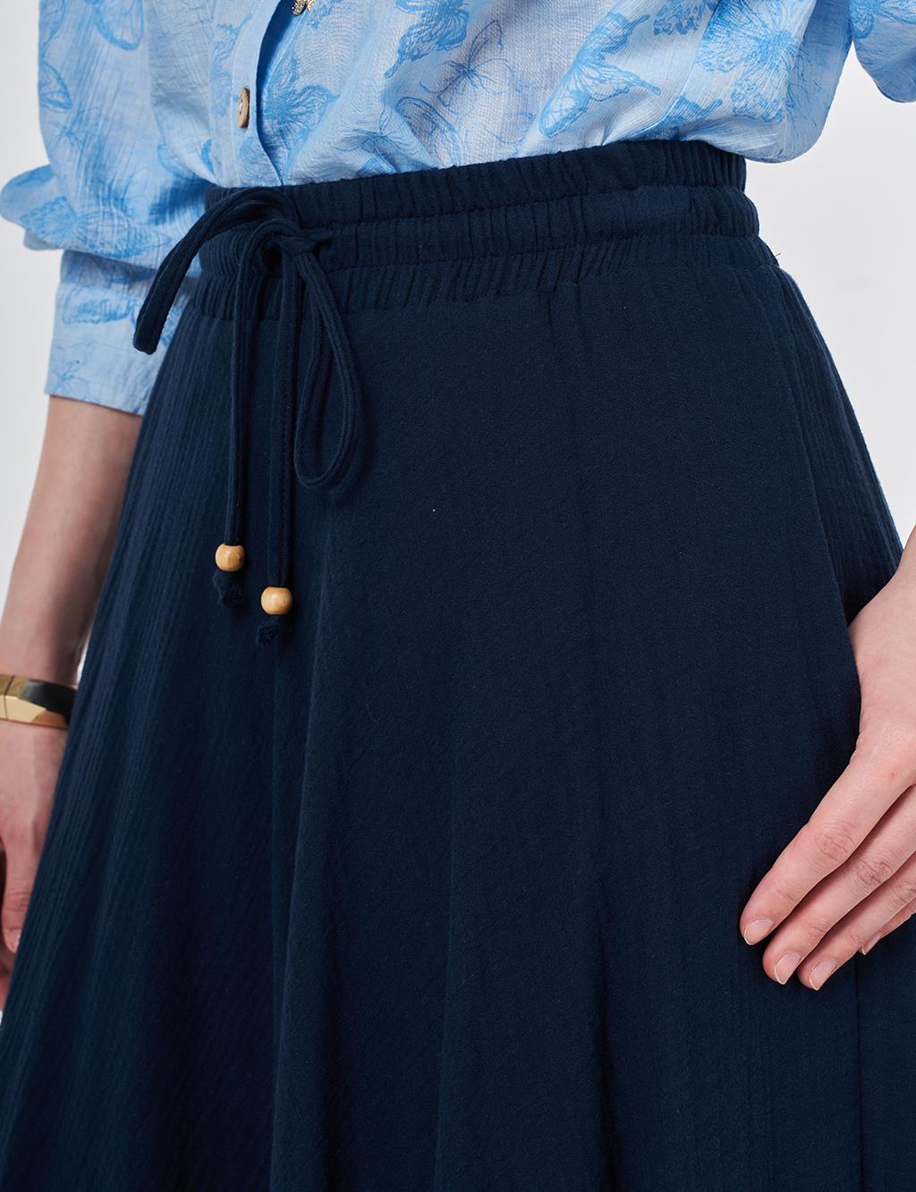 High Waist Gofre Skirt Dark Navy