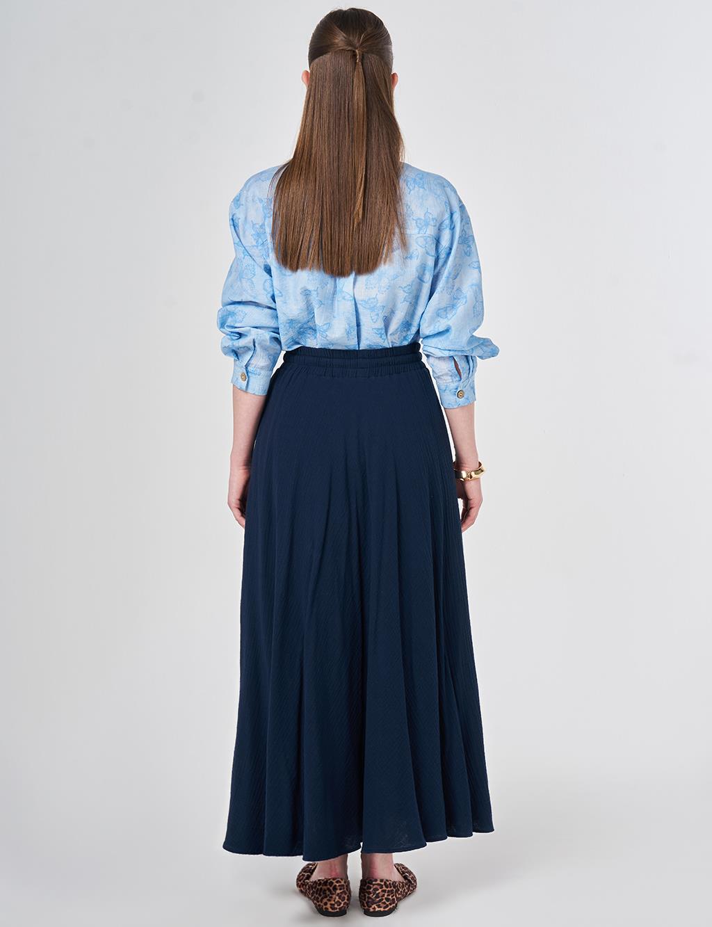 High Waist Gofre Skirt Dark Navy