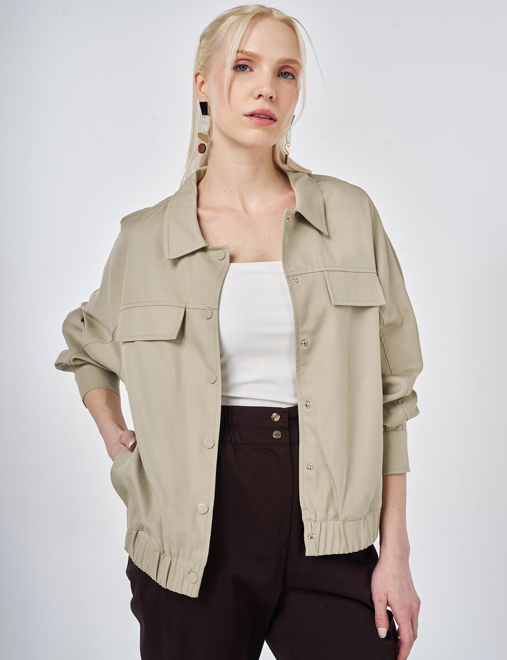 Flap Pocket Lyocell Jacket Moss Green