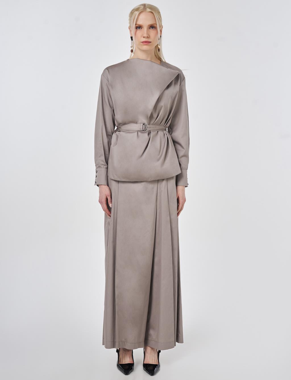 100% Cotton Pants and Skirt Set Dark Mink