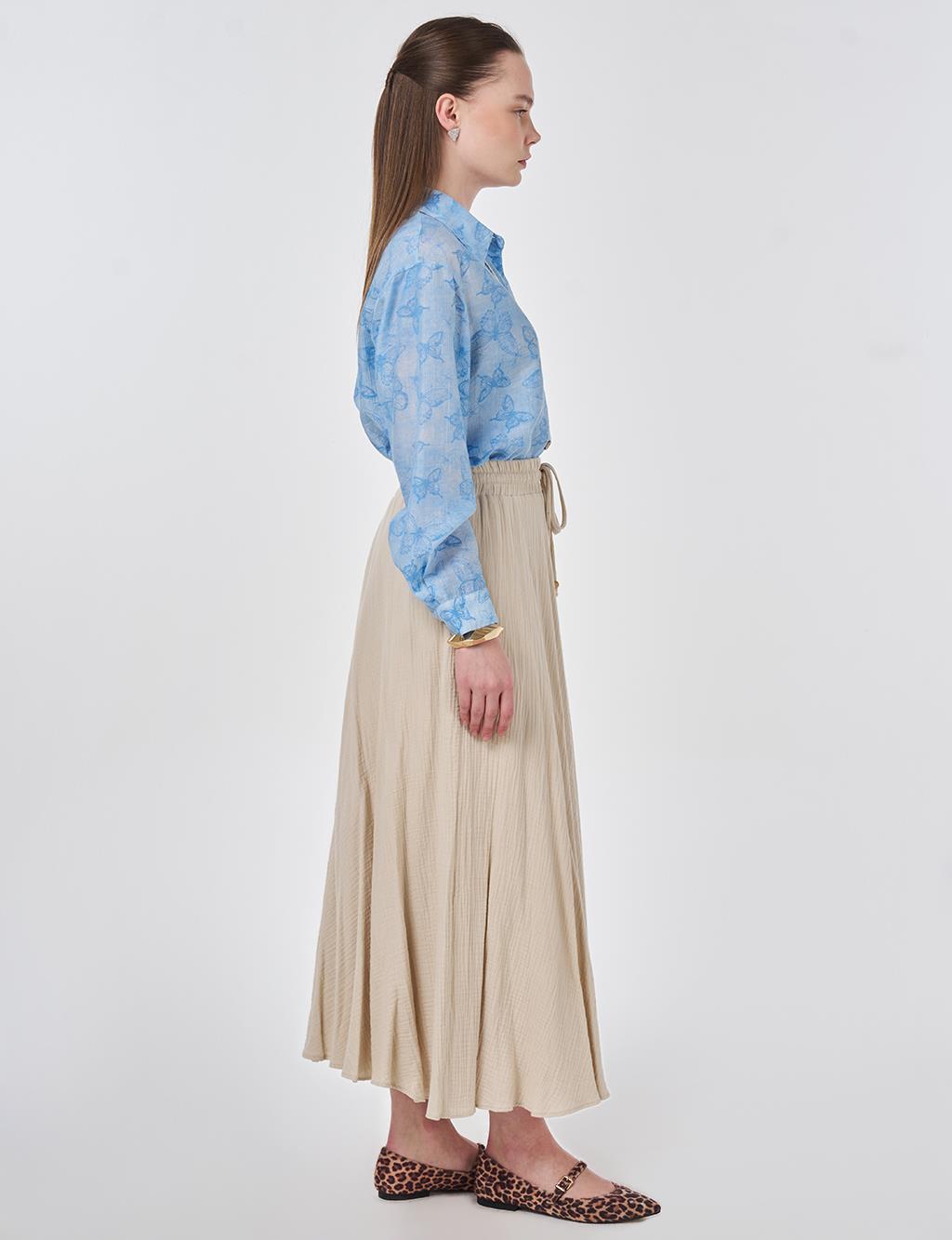 High Waist Gofre Skirt Stone