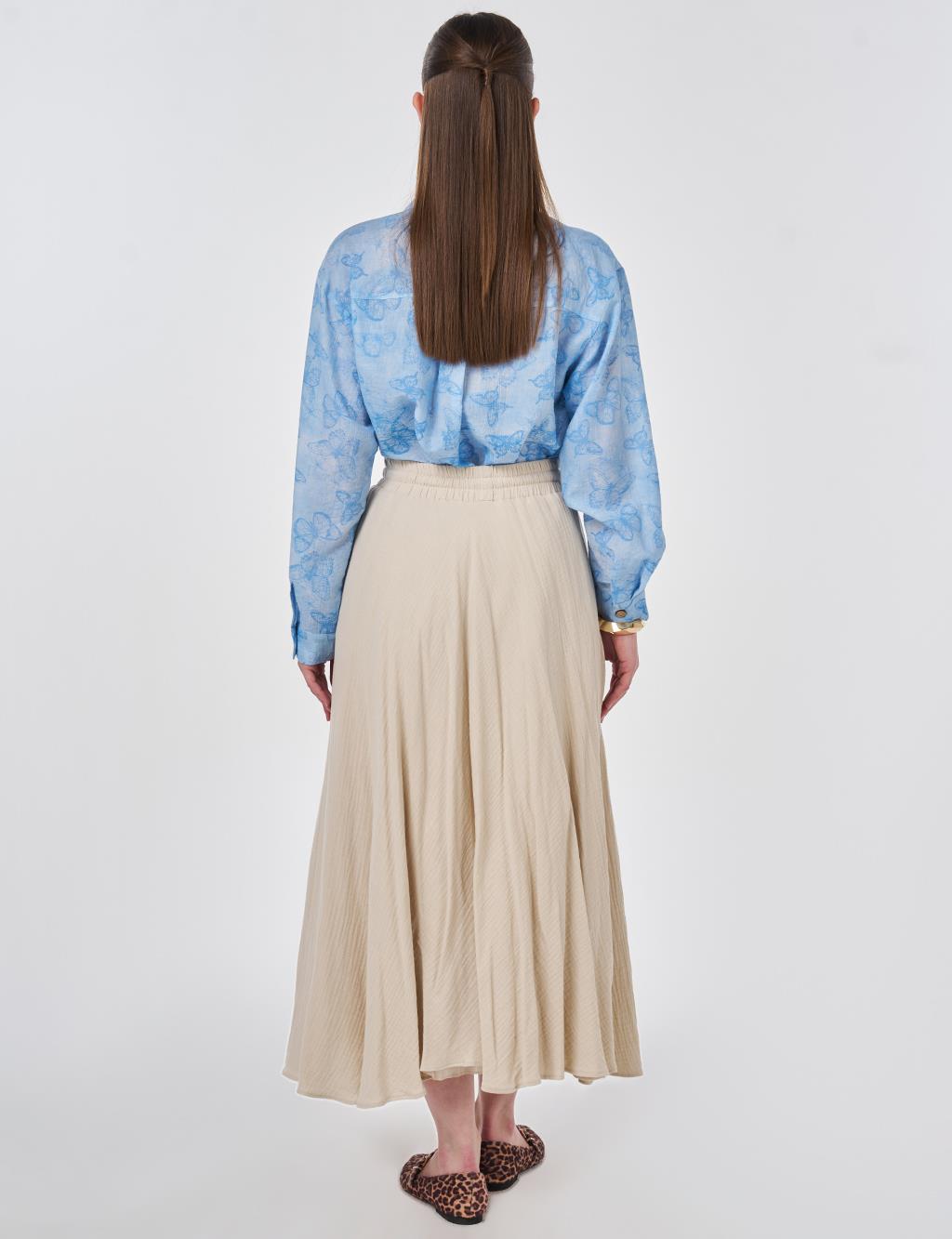 High Waist Gofre Skirt Stone