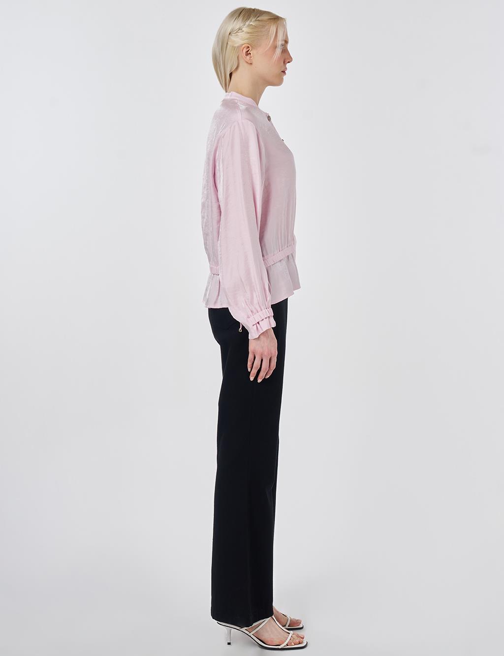 Mandarin Collar Modal Blouse Powder