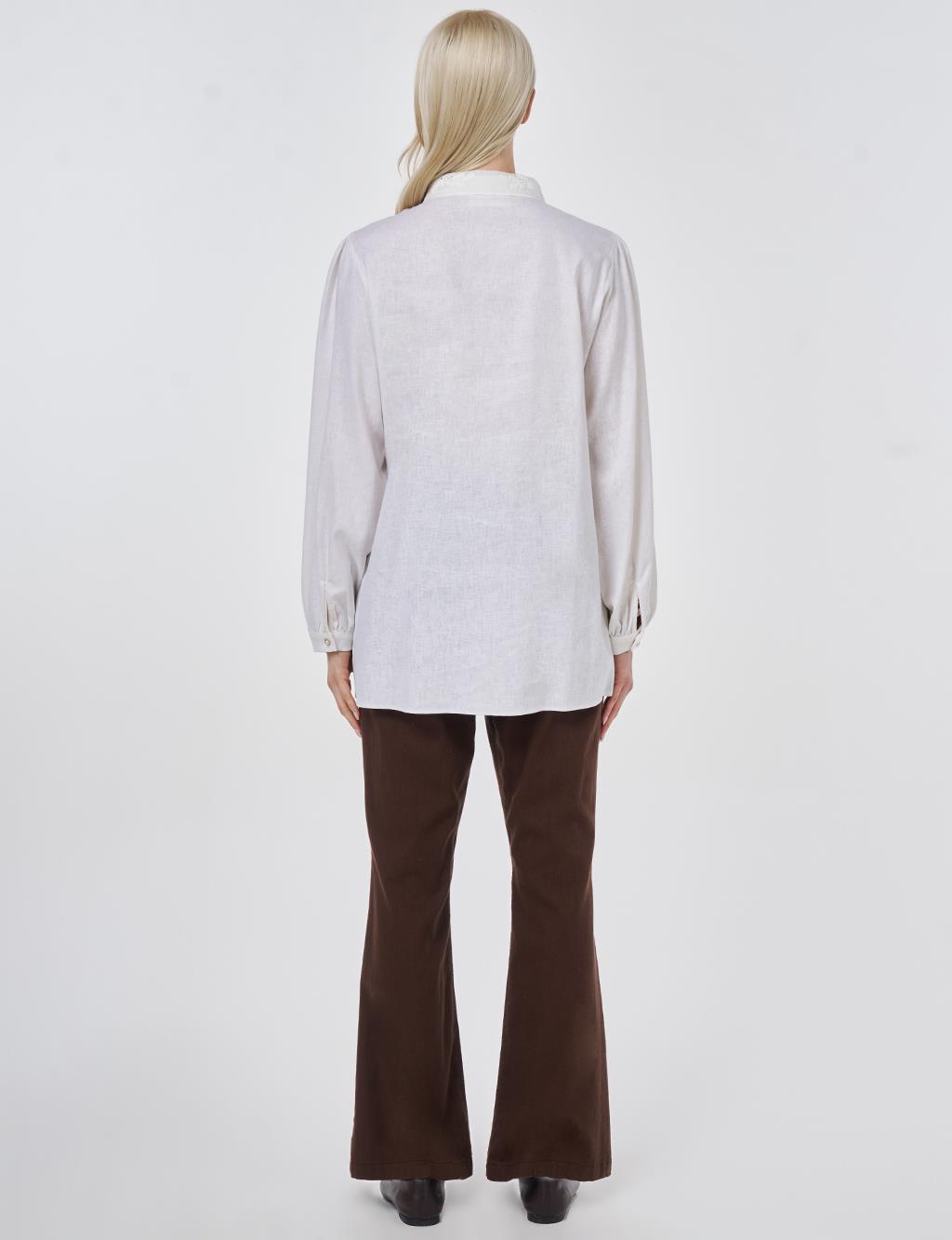 Lyocell Linen Blouse with Collar Detail Optic White