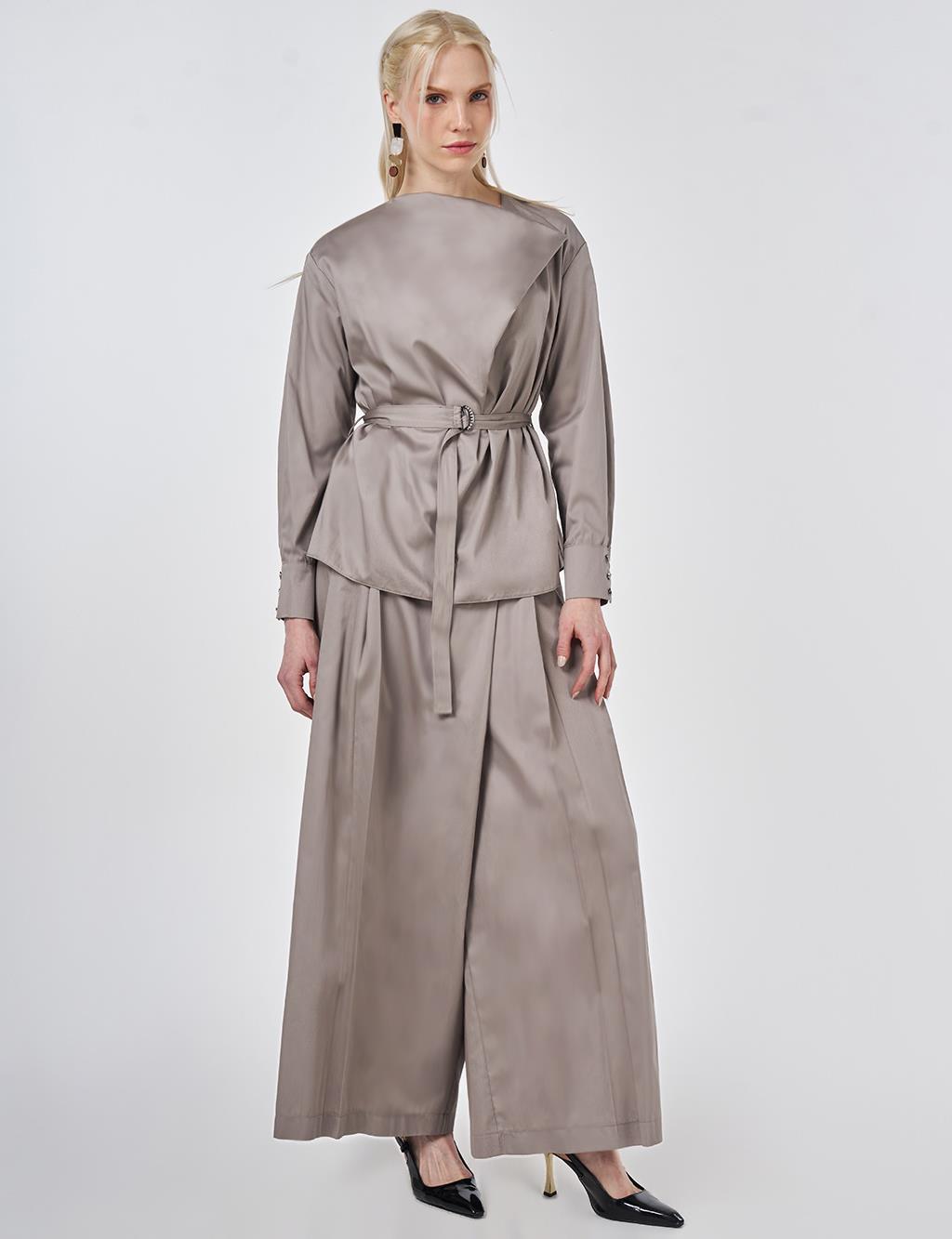 100% Cotton Pants and Skirt Set Dark Mink