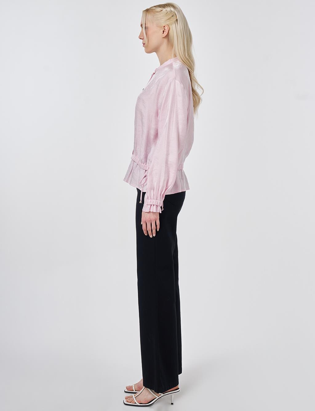 Mandarin Collar Modal Blouse Powder