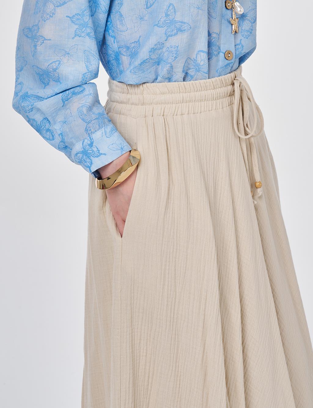 High Waist Gofre Skirt Stone