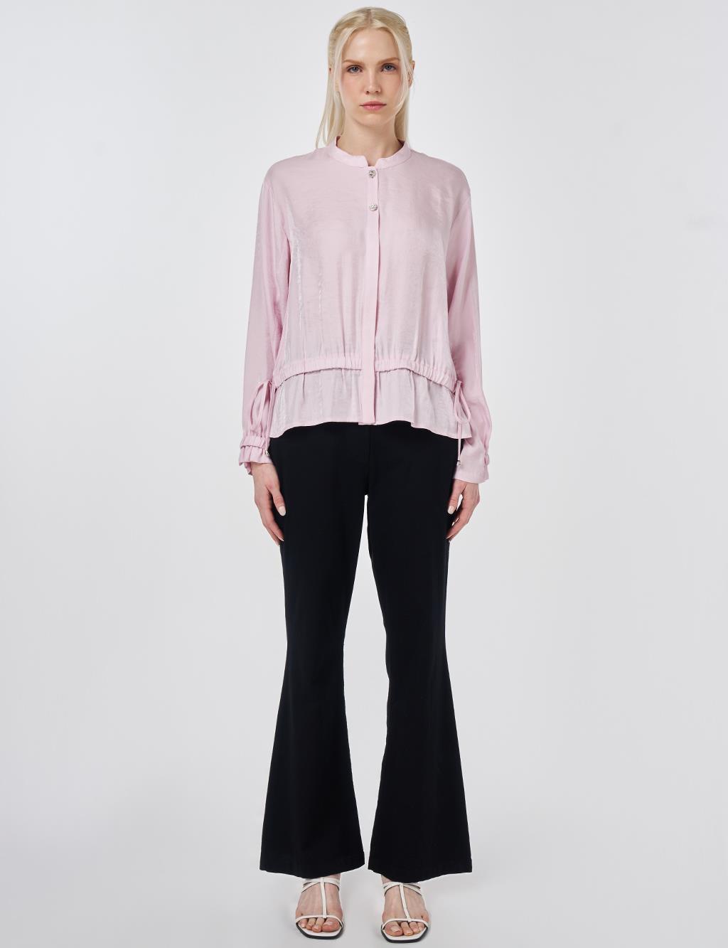 Mandarin Collar Modal Blouse Powder