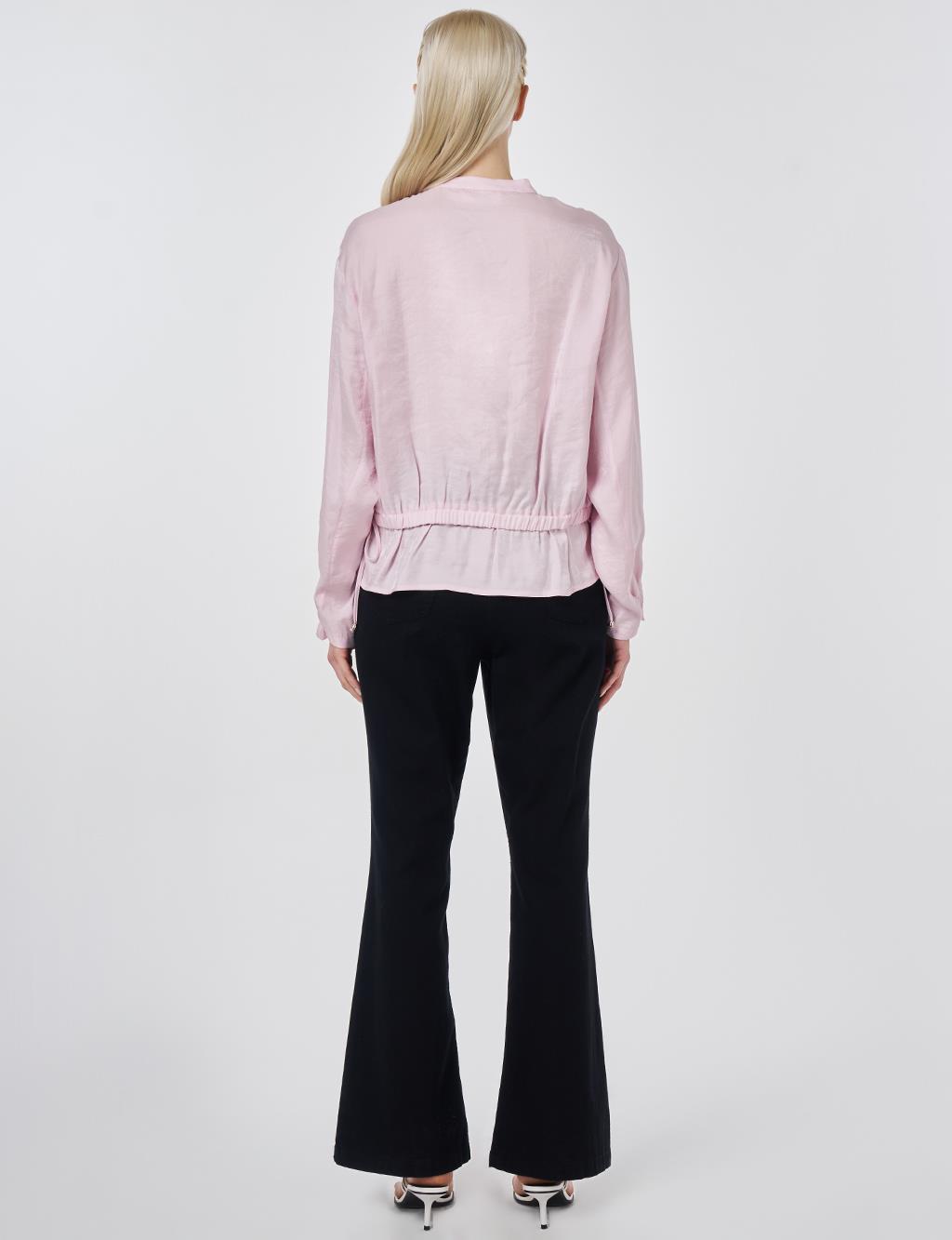 Mandarin Collar Modal Blouse Powder