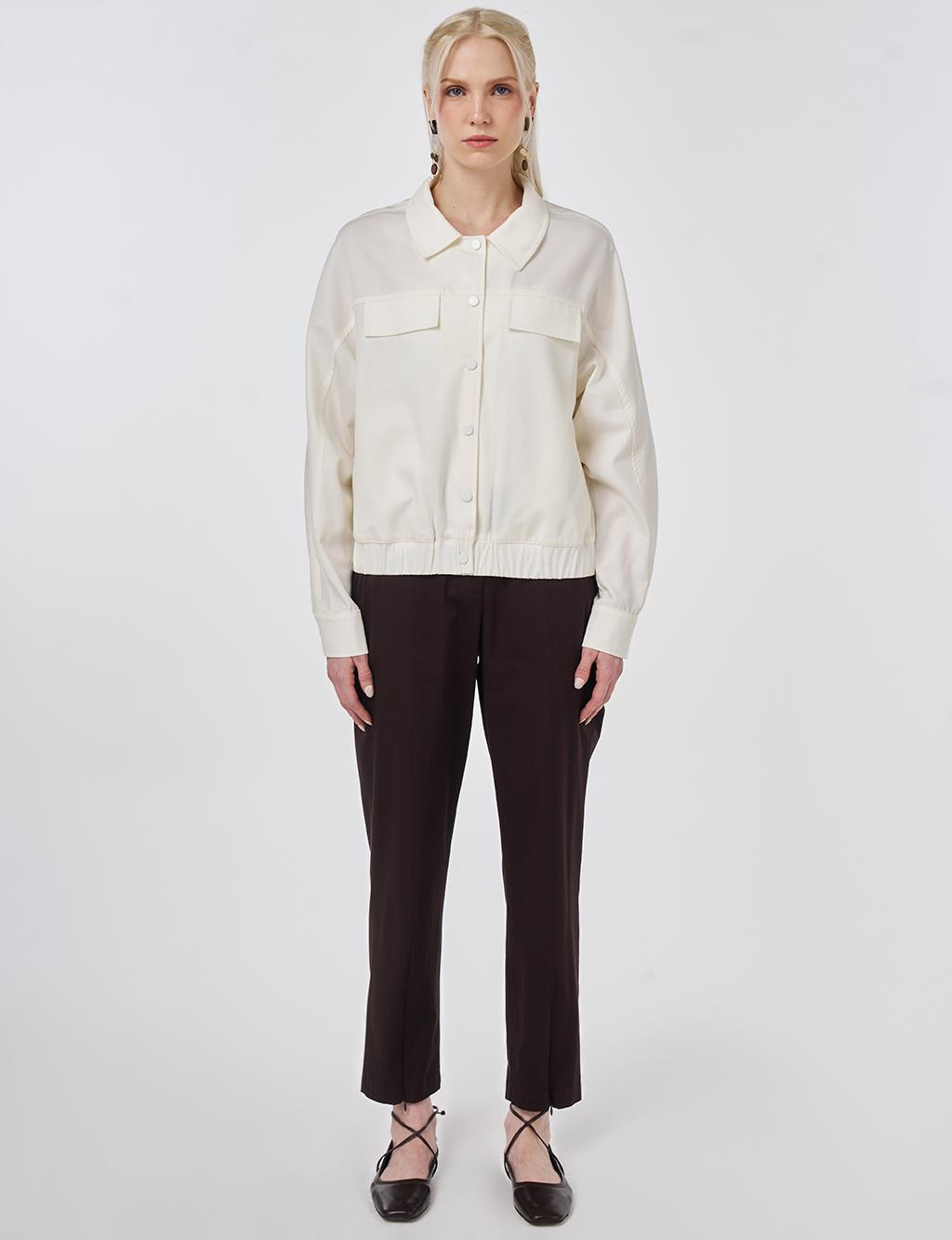 Flap Pocket Lyocell Jacket Ecru